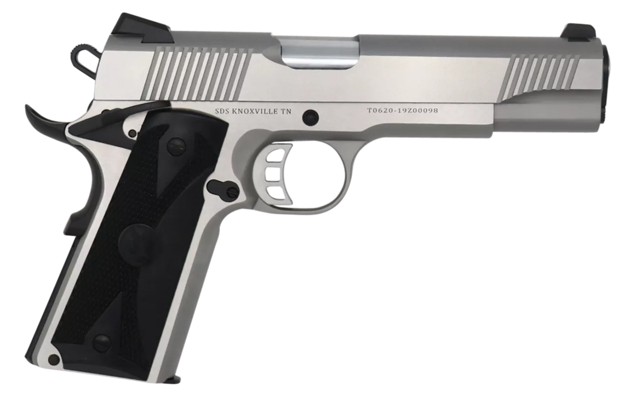 Tisas 1911-S 45 ACP, 5″ Barrel, Steel Frame, Stainless Finish, Novak Style 3-Dot Sights, 8Rd