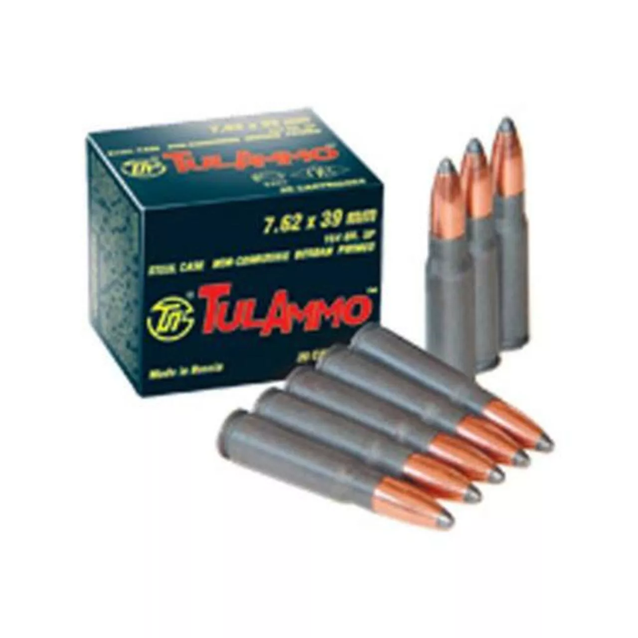 TulAmmo 7.62x39mm, 122 Gr, FMJ, 40rd/box