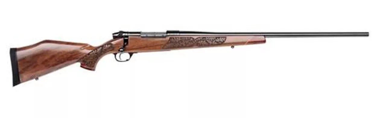 Weatherby Mark V Lazermark, .270 Wby Mag, 26″, Blued, Laser Carved Walnut Stock