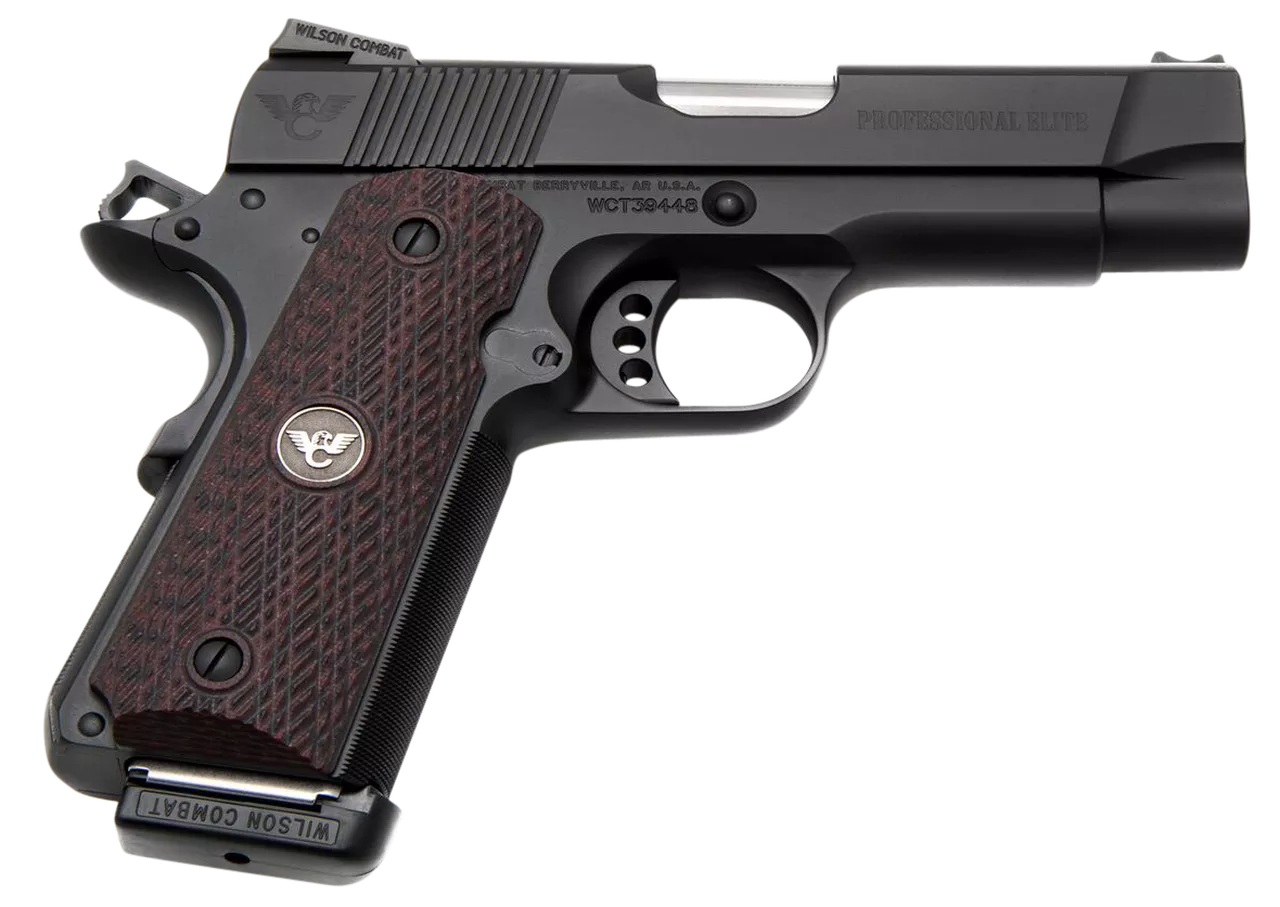 Wilson Combat 1911 Professional Elite 45 ACP Single 4″ Barrel Black Cherry G10 Grip Black Slide