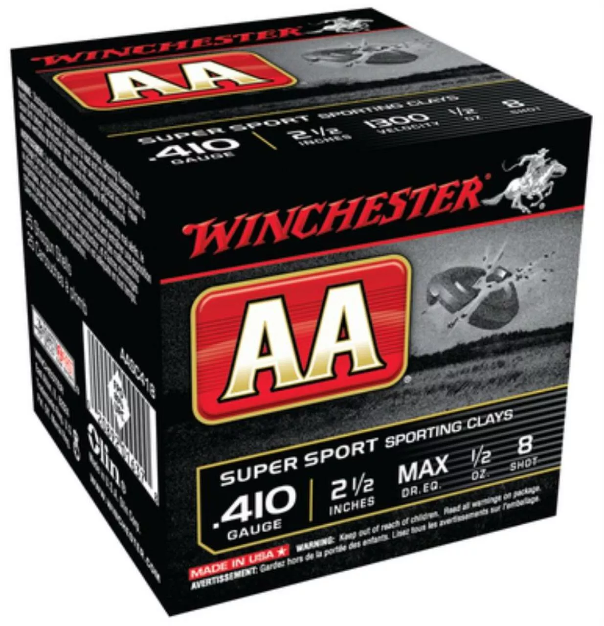 Winchester AA Super-Sport .410 Ga, 2.75″, 1300 FPS, .5 oz, 8 Shot, 250rd/Case (10 Boxes of 25rd)