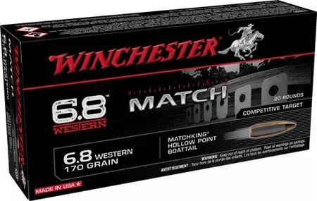 Winchester Ammo S68WM Match 6.8 Western 170 gr Sierra MatchKing BTHP 20 Per Box/ 10 Case