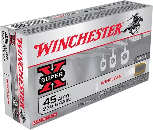 Winchester Ammo WC452 Super X45ACP 230gr Winclean Brass Enclosed Base 50 Per Box/10 Case
