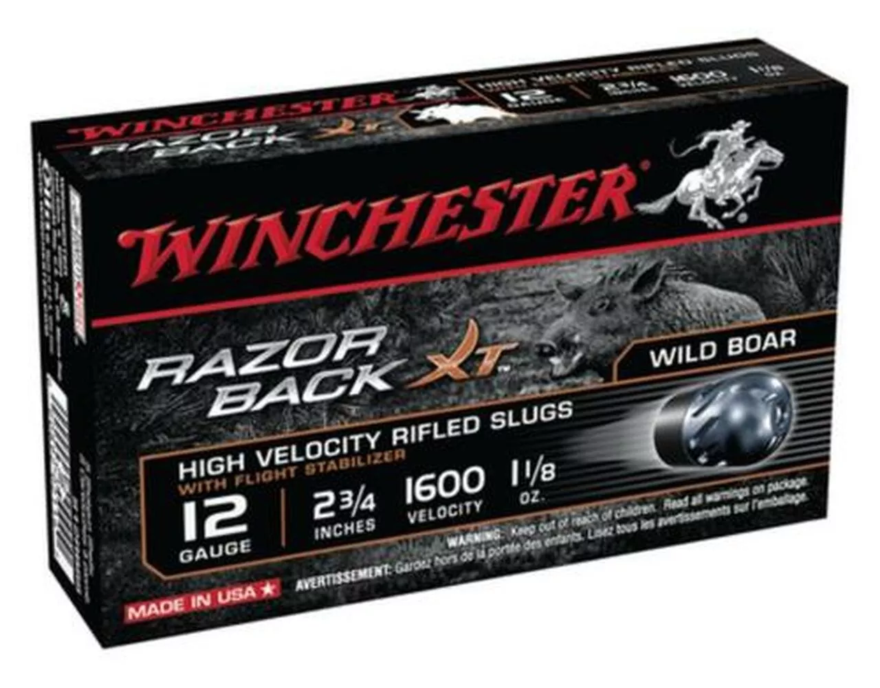 Winchester Razorback XT Rifled Slug 12 Ga, 2.75″, 1600 FPS, 1 oz, 5rd/Box