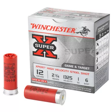 Winchester Super X 12 Gauge Ammo 2-3/4" #6 Steel Shot 1 oz 1325 fps Box of 25