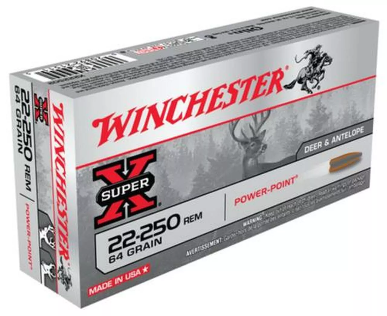 Winchester Super-X .22-250 Remington 64gr, Power Point 20rd Box
