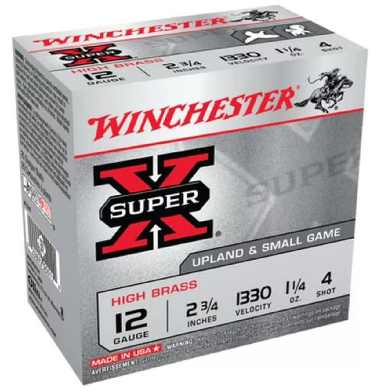 Winchester Super X High Brass 12 Ga, 2.75″, 1-1/4 oz, 4 Shot, 25rd/Box