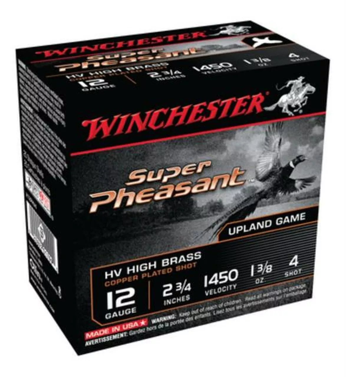 Winchester Super-X Pheasant High-Velocity 12 Ga, 2.75″, 1.375oz, 1450 FPS, 4 Shot, 25rd/Box