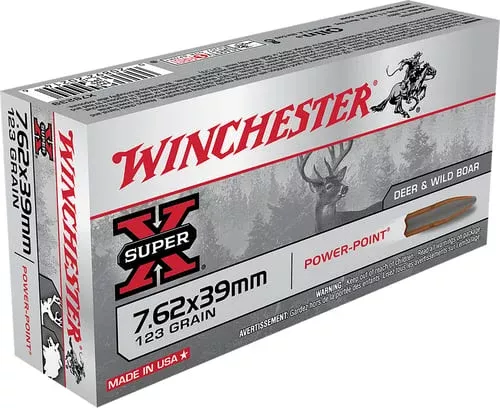 Winchester Super-X Rifle Ammunition 7.62x39mm 123 gr. SP 2365 fps 20/ct