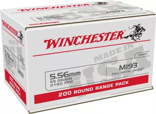 Winchester USA Lake City M193 Rifle Ammunition 5.56mm 55 gr. FMJ 3240 fps 200/ct